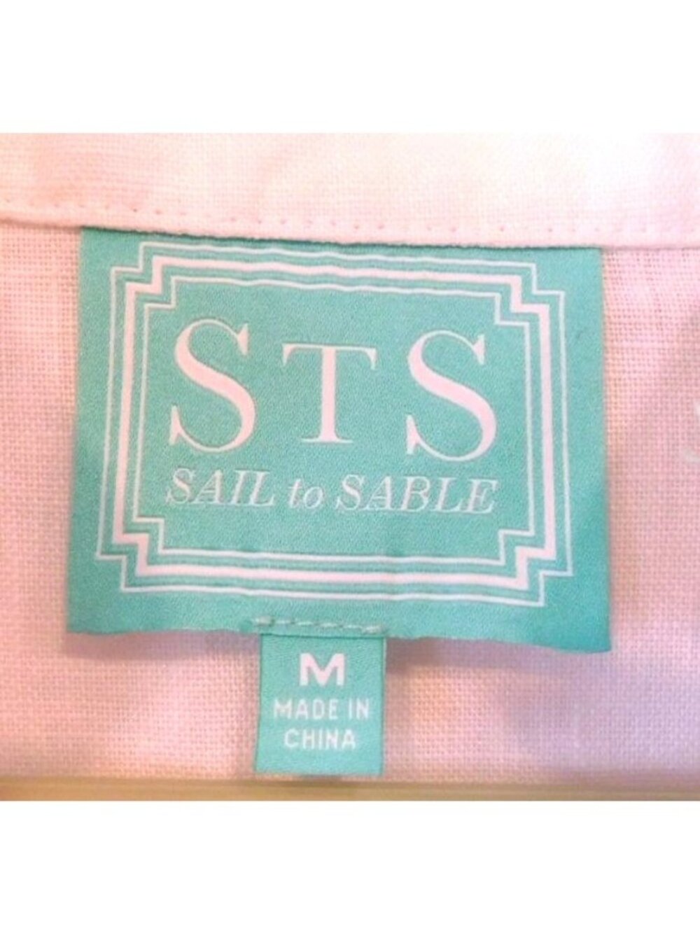 Sail to Sable Womens Sz M Linen Tunic Blouse White Teal Trim Coastal Preppy Reso - Picture 4 of 5